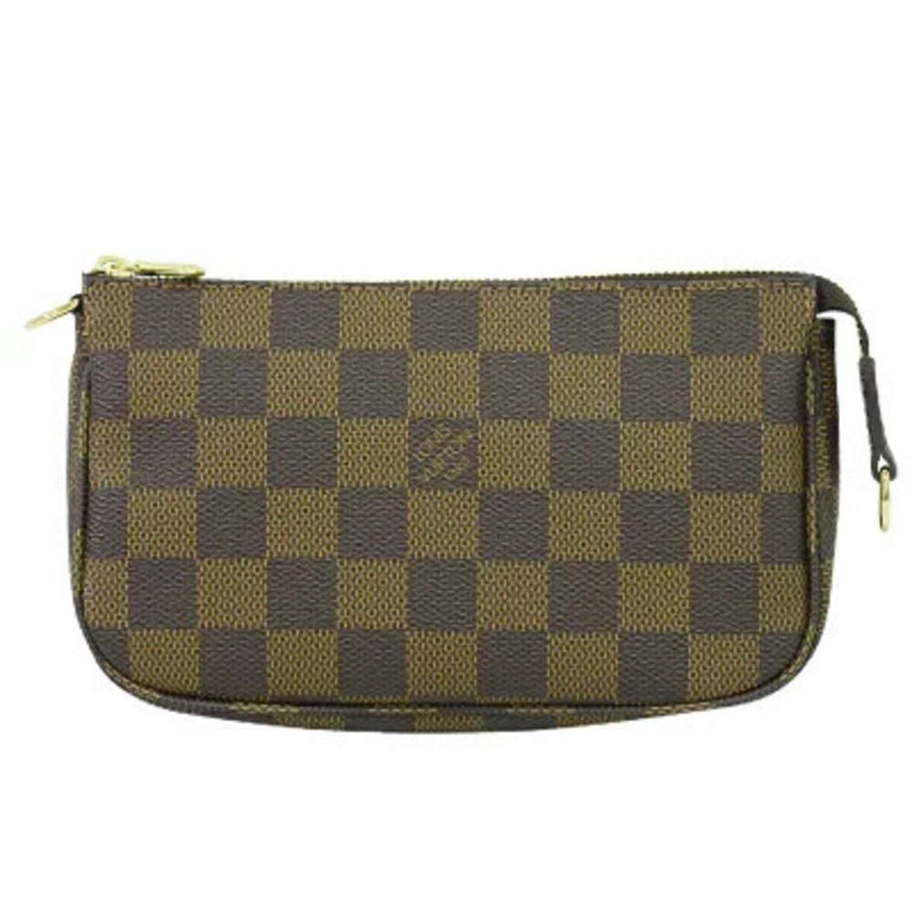 Louis Vuitton LV Pochette Accessoires Damier Pouch Canvas Leather Ebene Brown
